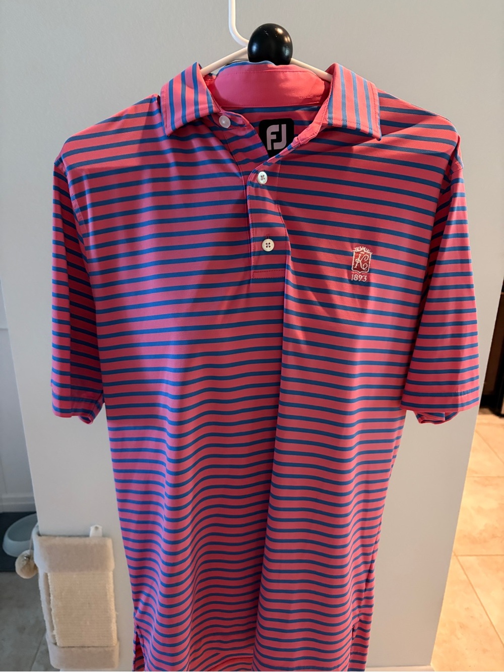 FootJoy Pink & Navy Striped Golf Polo